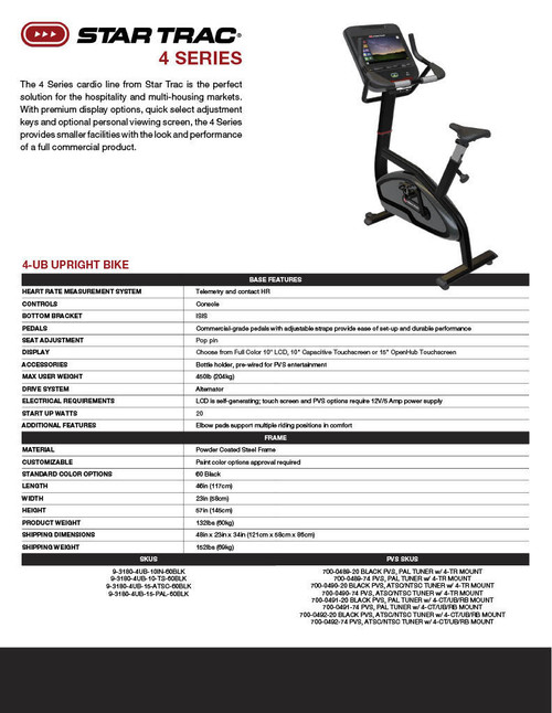 Star Trac STAR TRAC 4 SERIES UPRIGHT BIKE  Star Trac STAR TRAC 4 SERIES UPRIGHT BIKE