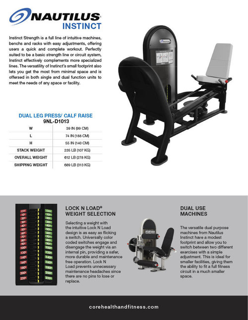 Nautilus NAUTILUS INSTINCT DUAL LEG PRESS/ CALF RAISE  Nautilus NAUTILUS INSTINCT DUAL LEG PRESS/ CALF RAISE