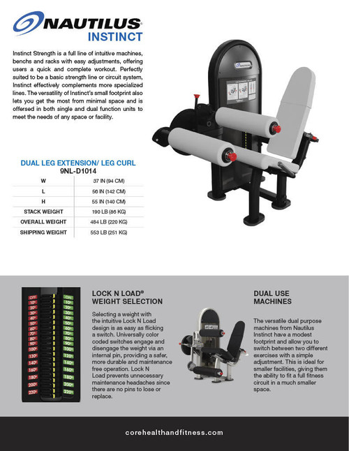 Nautilus NAUTILUS INSTINCT DUAL LEG EXTENSION/SIDE LEG CURL  Nautilus NAUTILUS INSTINCT DUAL LEG EXTENSION/SIDE LEG CURL