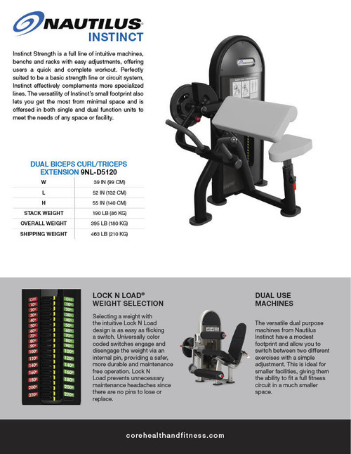 Nautilus NAUTILUS INSTINCT DUAL BICEP CURL/ TRICEP EXTENSION  Nautilus NAUTILUS INSTINCT DUAL BICEP CURL/ TRICEP EXTENSION