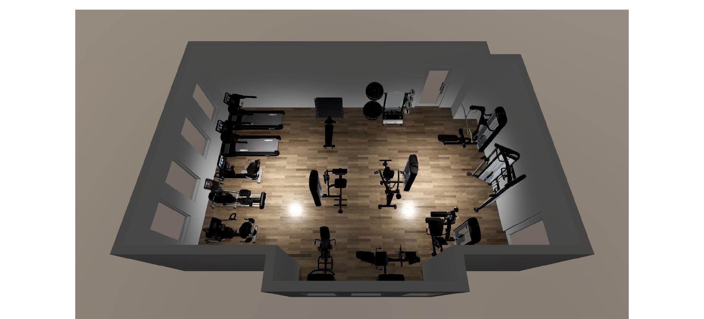 Home gym 3D rendering