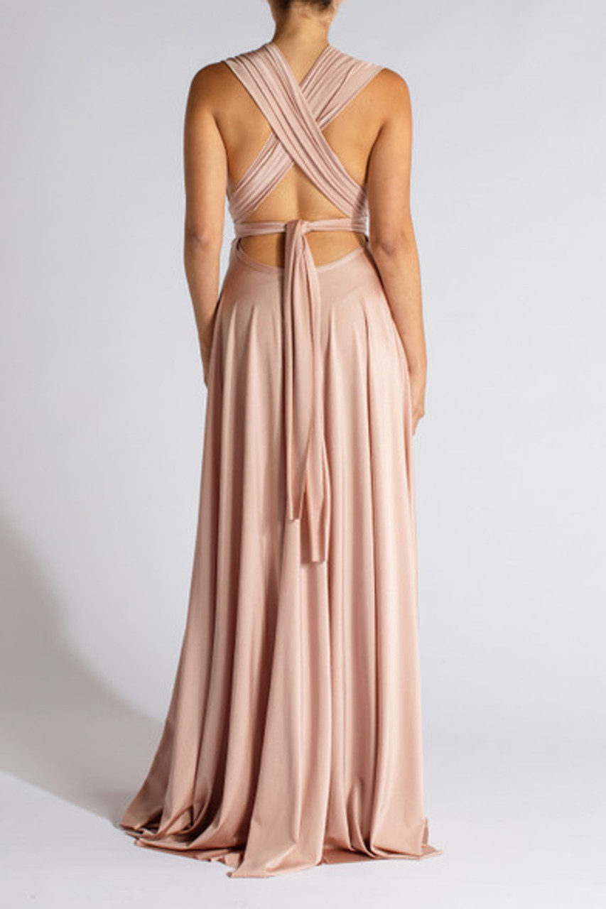 Luxe Satin Ballgown Multiway Infinity Dress in Coral