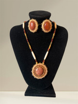 Bead and Gem Necklace and Earring Set