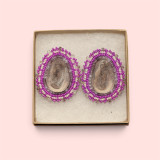 Beaded Earrings with Caribou Antler Slices