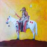 Warrior Lookout, Original Painting, Kiitokii, Mixed Media, Indigenous Artist