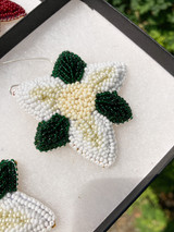 Raised Beadwork (White Trillium) Earrings