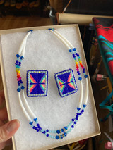 Dentallium and Bead Necklace Set (Blue)
