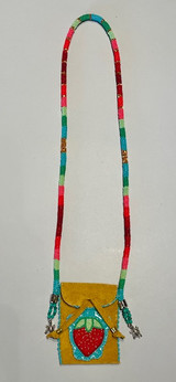 Wrapped Necklace with Beaded Strawberry Pouch Wrapped Necklace with Beaded Strawberry Pouch