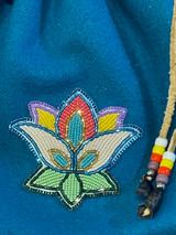 Smoked Tan Moose Hide and Trade Cloth Medicine Bagadwork and Fringe