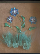 Framed Fish Scale with Caribou Tufting Art