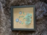 Framed Fish Scale with Caribou Tufting Art