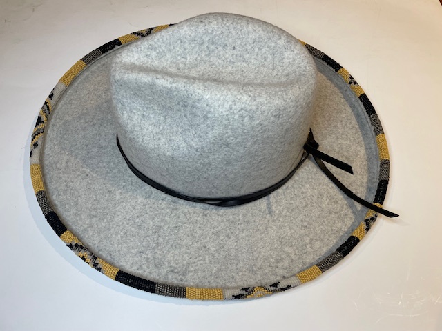 Grey Beaded Brim Fedora Hat hats for Men Summer Hats Zulu Beaded