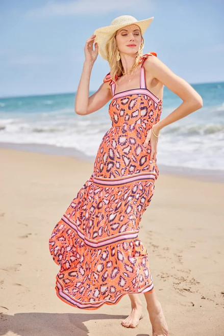 Tiered Maxi Dress- Abstract Border