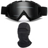 immoono ATV Dirt Bike Motorcycle Goggles with Balaclava Face Cover, Motocross Riding Offroad Glasses for Men Women with Face Mask, Black Frame Smoke