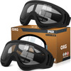 OXG 2 Pairs Motorcycle Goggles Fit Helmet, ATV Ski Goggles Anti-UV Dustproof Windproof Dirt Bike Goggles for Youth Men Women (clear)