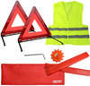 DEDC Car Safety Triangle Warning Kit, Set of 3 Roadside Emergency Kit with Reflective Warning Triangle,Visibility Roadside Vest, LED Road Flares Emer