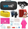 Car Roadside Emergency Kit with Jumper Cables, Car First Aid Kit Emergency Kit for Vehicles, Car Safety Roadside Assistance Kit Headlamp, Tow Straps,