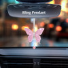 ARTILAURA 11 PCS Bling Car Accessories Set for Women Steering Wheel Covers Butterfly Hanging Seat Belt Cover Air Vent Clips Coasters Cute Glitter Dia