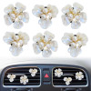 Bling Daisy 6 Pcs Pearl Flower Air Vent Clips - Cute Car Diffuser Vent Clip Rhinestone Decoration - White