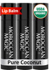 Moroccan Magic Organic Pure Coconut Lip Balm 3 Pack | Ultra-Hydrating Argan & Essential Oil Lip Moisturizer + Vitamin E | Natural Chapstick for Dry L