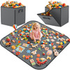 YOHOOLYO 2 In 1 Toy Storage Bin Play Mat, Storage Box for Kids Children Space Adventures Design,Nursery, Playroom, Basket for Building Bricks Blocks
