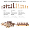 A&A 15" Magnetic Wooden Chess Set/Folding Board / 3" King Height German Knight Staunton Chess Pieces/Mahogany & Maple Inlaid /2 Extra Queen