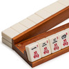 Yellow Mountain Imports Classic Chestnut Color Wooden Mahjong Game Racks with Pushers, 18 Inches - Set of 4 (Includes Magnetically Attached Mahjong P