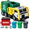 JOYIN Large Friction Powered Garbage Truck Toy Set, Includes Dumpster, Trash Bins, and Learning Cards for Kids, Boy Toys Birthday Gift for Boys Girls