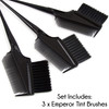 Emperor Hair Dye Brushes - 3 Angled Tint Applicators With Integrated Combs - Root Touch Up and Color Brush for Salon (Black)