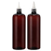 Segbeauty 16.9oz Amber Squeeze Bottles, 2 Packs 500ml Refillable Hair Dye Applicator Bottles with Twist Top Cap Tip, PET Brown Colored Angled Tip Pla
