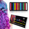 Hair Chalk Stick Set, Halloween Christmas Birthday Cosplay and DIY, Non-toxic Temporary Washable Hair Color Chalk Girls Boys Teen Kids Gift, 12 Color