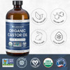 Florisan Organic Castor Oil 16oz Glass Bottle, Cold Pressed, Hexane-Free, Non-GMO, 100% Pure Castor Oil for Hair Growth, Skin, Lashes, Eyebrows, EWG