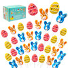 32 Pack Happy Easter Candy Suckers Lollipops, Cute Bunny & Egg Hard Lollipops Candy, Assorted Fruit Flavored Lollipop Suckers, Individually Wrapped B