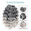 ToyoTree Ocean Wave Crochet Hair - 12 Inch 8 Packs Ombre Gray Mid-Length Curly Deep Wave Crochet Hair, Synthetic Ocean Wave Braiding Hair Extensions
