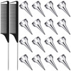 18 Pcs Hair Parting Tools Hair Parting Rings and Pinky Selecting Tools Retro Nail Finger with Steel Comb Pointed Styling Combs for Hair Braiding Curl