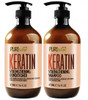 Keratin Shampoo and Conditioner Set - Sulfate and Paraben Free Treatment for Dry Hair - Anti Frizz, Collagen Enriched Formula for Curly or Damaged Ha