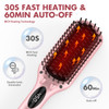 Enhanced Hair Straightener Heat Brush by MiroPure, 2-in-1 Ceramic Ionic Straightening Brush, Hot Comb with Anti-Scald Feature, Auto Temperature Lock