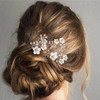 Fstrend Wedding Bridal Hair Pins Bride Flower Pieces Rhinestone Pearls Accessories Clip for Women and Girls