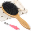 BESTOOL Hair Brush-Boar Bristle Hair Brushes Natural Bamboo Wooden Cushion Massage Anti Static Large Paddle Hairbrush for Women Men and Kid (Round)