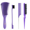 O BRUSHZOO Hair Brush with Hair Styling Comb Set, Purple, Detangling Hair Brushes for Women Men Kids Curly Hair, Includes Detangler Brush, Teasing Ha