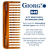 Giorgio G49 Large 5.75 Inch Hair Detangling Comb, Wide Teeth for Thick Curly Wavy Hair. Long Hairs Detangler Comb For Wet and Dry. Handmade of Cellul