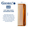 Giorgio G49 Large 5.75 Inch Hair Detangling Comb, Wide Teeth for Thick Curly Wavy Hair. Long Hairs Detangler Comb For Wet and Dry. Handmade of Cellul