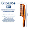 Giorgio G61 Extra Wide Tooth Detangler Comb - Large Teeth for Long, Thick, Wavy or Curly Hair. Handmade Saw-Cut and Hand Polished for Dry or Wet Use