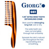 Giorgio G61 Extra Wide Tooth Detangler Comb Ideal For Your Daily hair care - Large Teeth for Thick, Wavy or Curly Hair. For Men and Woman,Dry or Wet