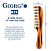 Giorgio Wide Tooth Hair Comb for Detangling, Handmade Large Rake Comb for Wet Hair