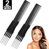 Leinuosen 2 Pack Tail Combs - Black Carbon Fiber Teasing & Lifting for Rat Tails and Hair Salon or Home Use(Lift Combs)