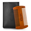 Wooden Beard Comb With Leather Case - Handcrafted Solid Beechwood Beard, Mustache and Head Hair Pocket Combs for Men Dual Action Fine & Coarse Teeth