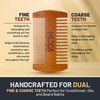 Wooden Beard Comb With Leather Case - Handcrafted Solid Beechwood Beard, Mustache and Head Hair Pocket Combs for Men Dual Action Fine & Coarse Teeth
