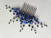 Kercisbeauty Handmade Boho Wedding Hair Comb with Navy Blue Crystal Beads for Brides Bridal Silver Headpiece Prom Hair Accessories