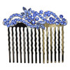 Faship Sapphire Color Blue Crystal Floral Hair Comb